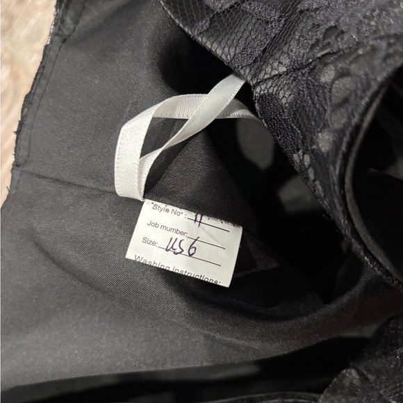 Cocktail Semi Formal Satin Black Lace Halter Dress - Picture 6 of 6